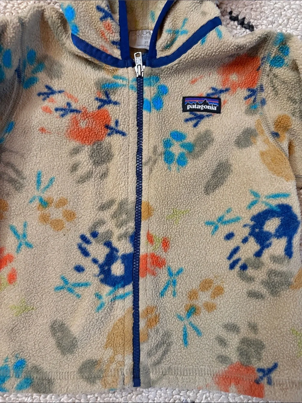 Patagonia Kids' Beige  Fleece Hoodie Jacket 2t